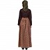 Duel colored skirt style abaya-Brown-printed